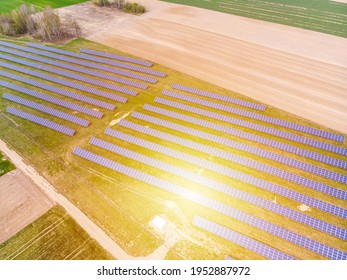 Solar Panels Small Farm Aerial View