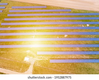 Solar Panels Small Farm Aerial View