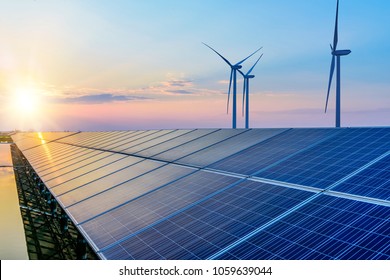 Solar panels and wind power generation equipment - Shutterstock ID 1059639044