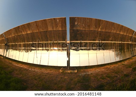 Solar Parabolic Troughs , alternative electricity source is a concept of sustainable resources and save environment.