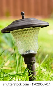 A Solar Path Light In The Grass, Close-up.