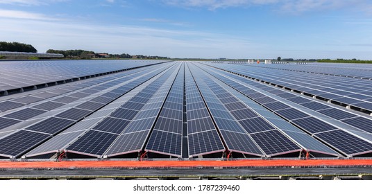 Solar Photovoltaic Modules Installed In A Power Generation Plant