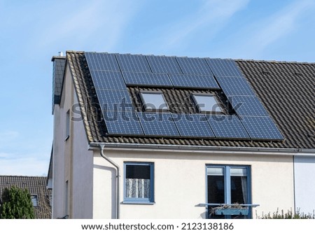 solar or photovoltaic panels on a roof