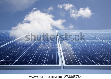 Solar power panel against blue sky