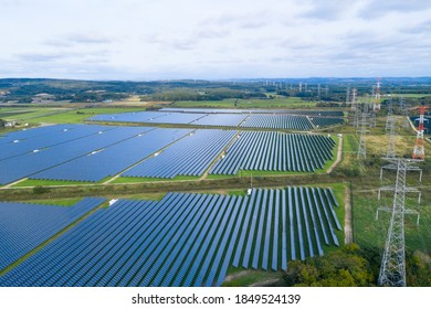 Solar Power Plant Aerial View.