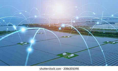 Solar power plant and communication network concept. Renewable energy. Smart grid. Sustainable resources. - Powered by Shutterstock