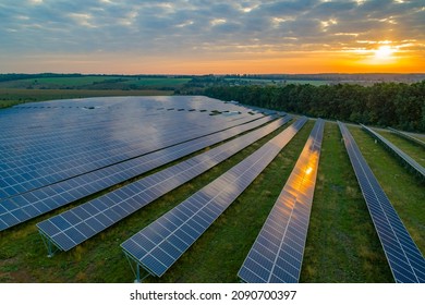 Solar Power Station Filmed From A Drone