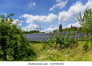 Solar Power Station in the sunny cloudy spring Nature - Shutterstock ID 2159341931