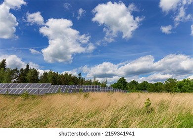 Solar Power Station in the sunny cloudy spring Nature - Shutterstock ID 2159341941