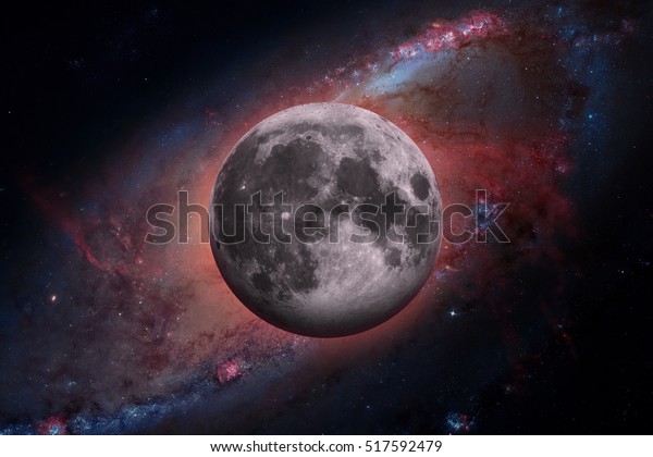 Solar System -\
Earths Moon. The Moon is Earth\'s only natural satellite. It is one\
of the largest natural satellites in the Solar System. Elements of\
this image furnished by\
NASA.