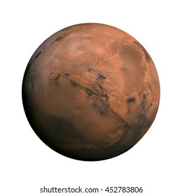 Solar System - Mars. Isolated Planet On White Background. Elements Of This Image Furnished By NASA