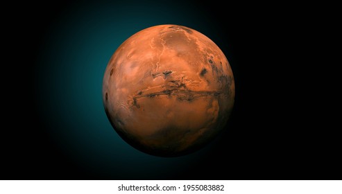 Solar System - Mars. Planet Near Sun. Mars Is A Terrestrial Planet With A Thin Atmosphere, Having Craters, Volcanoes, Valleys, Deserts. Elements Of This Image Furnished By NASA