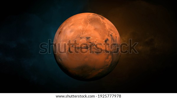 Solar System -
Mars. Planet near Sun. Mars is a terrestrial planet with a thin
atmosphere, having craters, volcanoes, valleys, deserts. Elements
of this image furnished by
NASA