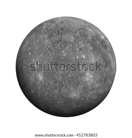 Solar System - Mercury. Isolated planet on white background. Elements of this image furnished by NASA