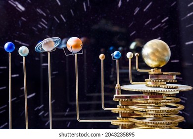 Solar System Model In Black Background