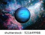 Solar System - Neptune. It is the eighth and farthest planet from the Sun in the Solar System. It is a giant planet. Neptune has 14 known satellites. Elements of this image furnished by NASA.