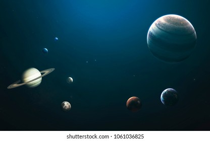 Solar system planets, Earth, Mars, Jupiter and others. Awesome detailed visualization. Elements of this image furnished by NASA
