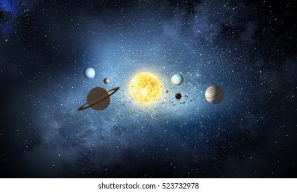 Solar System Planets . Mixed Media