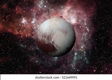 Solar System - Pluto. It is a dwarf planet in the Kuiper belt, a ring of bodies beyond Neptune. It is the largest known dwarf planet in the Solar System. Elements of this image furnished by NASA.
