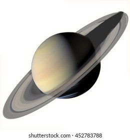 Solar System - Saturn. Isolated Planet On White Background. Elements Of This Image Furnished By NASA