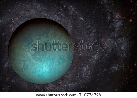 Solar System - Uranus. It is the seventh planet from the Sun and the third-largest in the Solar System. It is a giant planet. Uranus has 27 known satellites. Elements of this image furnished by NASA.