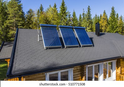 Solar Water Heater Installed On A Roof