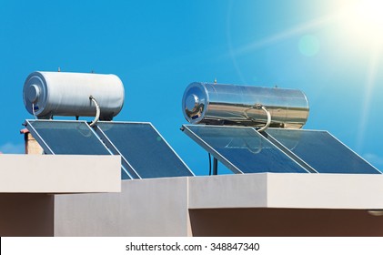 Solar Water Heating System On The Rooftops.