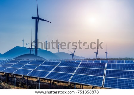 Solar and wind power, clean energy