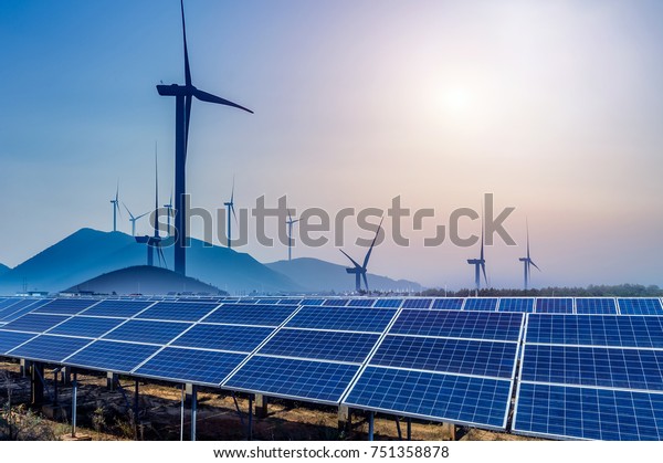 Solar and wind power, clean\
energy