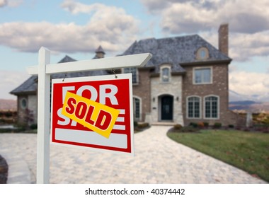 Sold Home Sale Sign Front Beautiful Stock Photo 40374442 