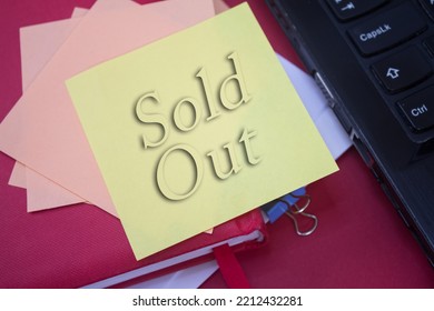 Sold Out. Text On Adhesive Note Paper. Event, Celebration Reminder Message.