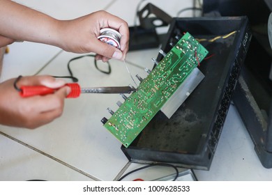 Testing Smd Component Using Multitester While Stock Photo Edit Now Testing Smd Component Using Multitester While Stock Photo Edit Now