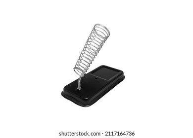 Solder Stand Silver Spiral Black Base Plate On White Background Isolated