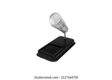 Solder Stand Silver Spiral Black Base Plate On White Background Isolated