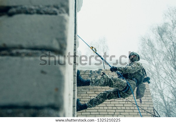 the soldier down the
rope