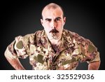 a soldier or drill sergeant blowing a whistle over a dark backdrop