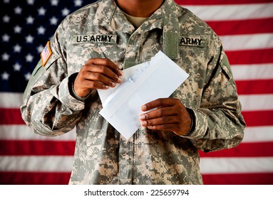 Soldier: Opening Letter Or Mail From Home