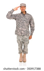 Soldier Saluting On White Background