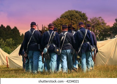 Soldiers Blue trudge back to camp as the Sun sets, part of my American Civil War series