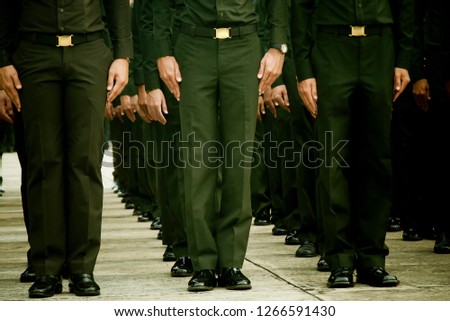Soldiers dressed in an army parade