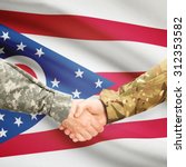 Soldiers handshake and US state flag - Ohio