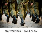 Soldiers march in formation (Motion Blur)