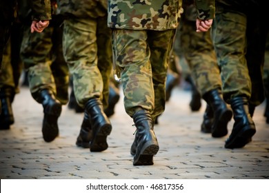 Soldiers march in formation (Motion Blur) - Powered by Shutterstock