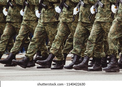 soldiers marching training in the army
