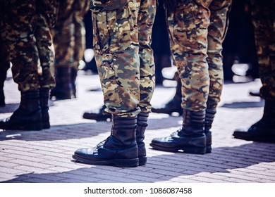 Soldiers Masking Camouflage Uniforms On Parade Stock Photo 1086087458 ...