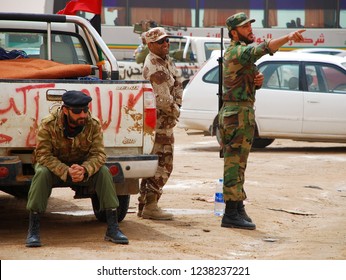 Soldiers Of The Rebel Army Are Preparing For The Front Line. Rebels Fight Against Gaddafi's Military Forces. Ajdabiya, Libya, April 7, 2011.