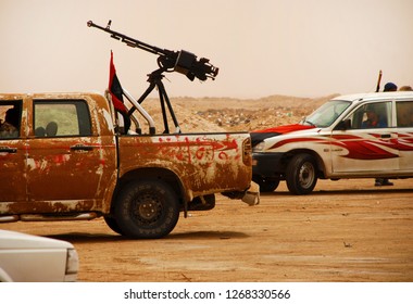 Soldiers Of The Rebel Army Are Preparing For The Front Line. Rebels Fight Against Gaddafi's Military Forces. Ajdabiya, Libya, April 7, 2011.