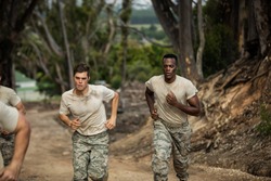 Soldiers Running In Boot Camp