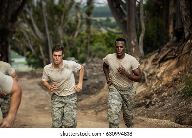 Soldiers Running In Boot Camp