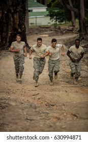 Soldiers Running In Boot Camp